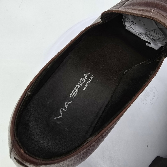 Via Spiga Dress Shoe Men's 11 Loafers Slip On Brown Made In Italy - Picture 4 of 10